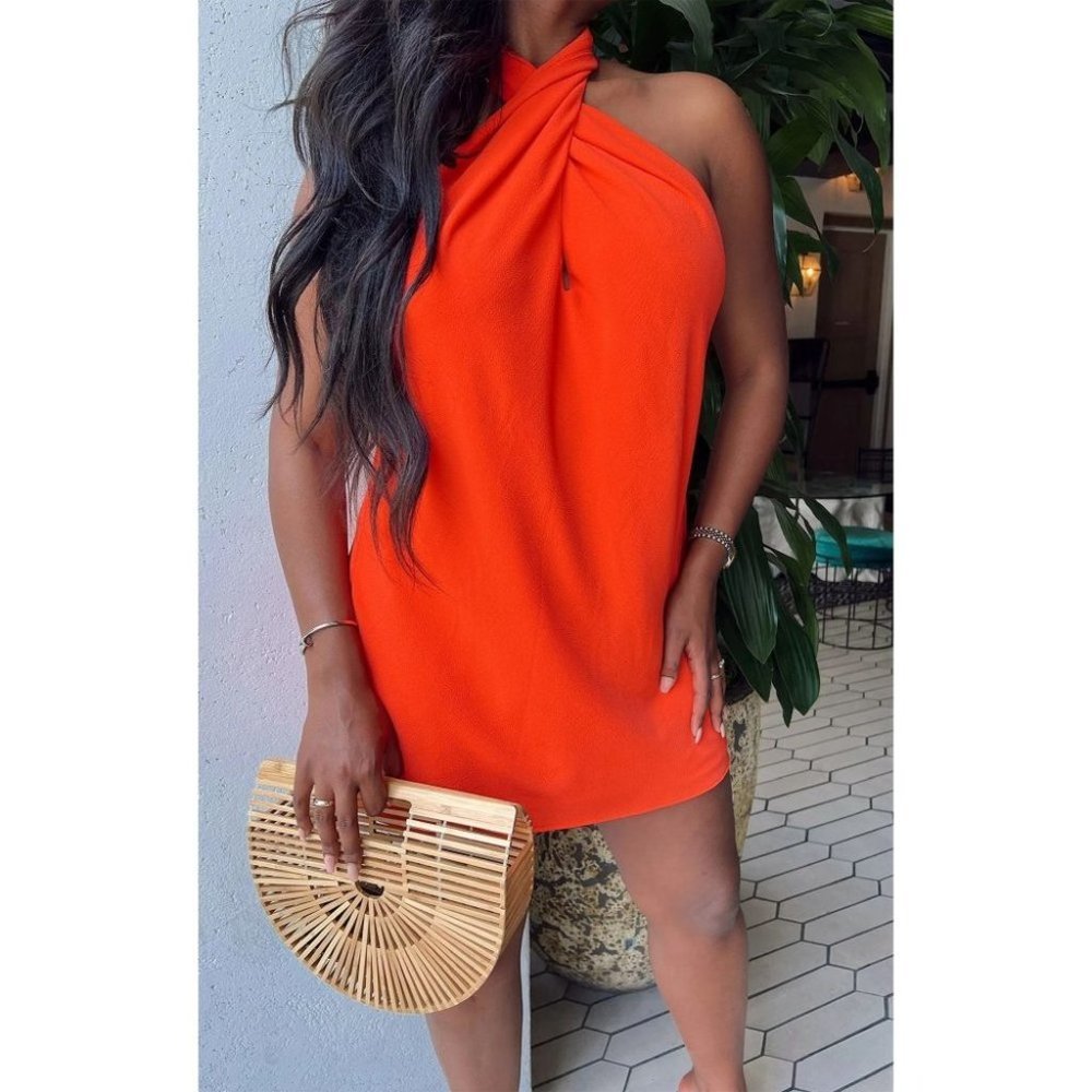 Show Me Your Mumu Jasmine Halter Mini Dress Bellini XXL